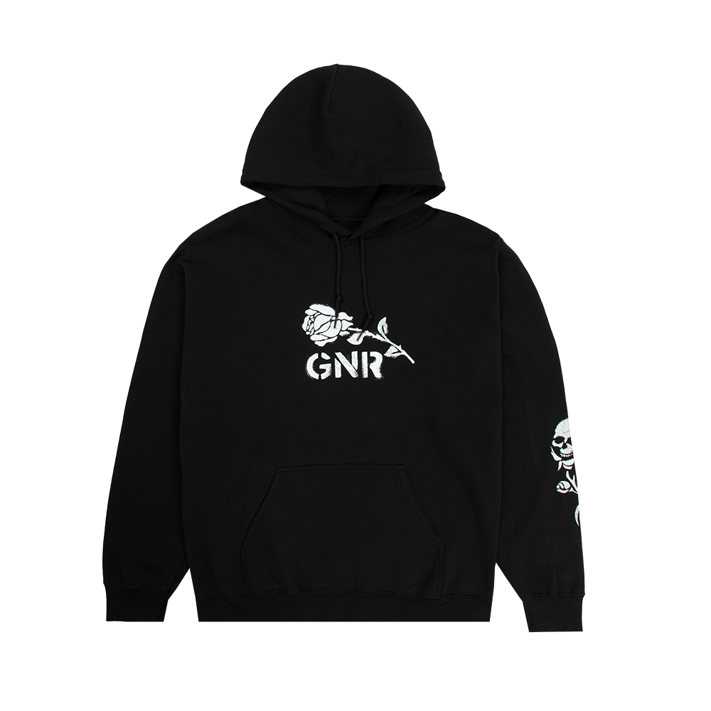 Skull Rose Black Hoodie Front