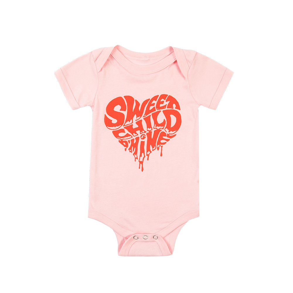 Sweet Child O' Mine Heart Pink Onesie