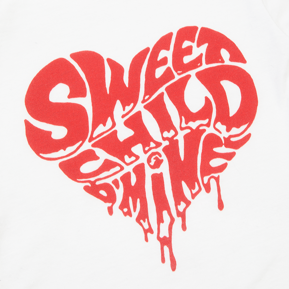 Sweet Child O' Mine Heart White Onesie Detail