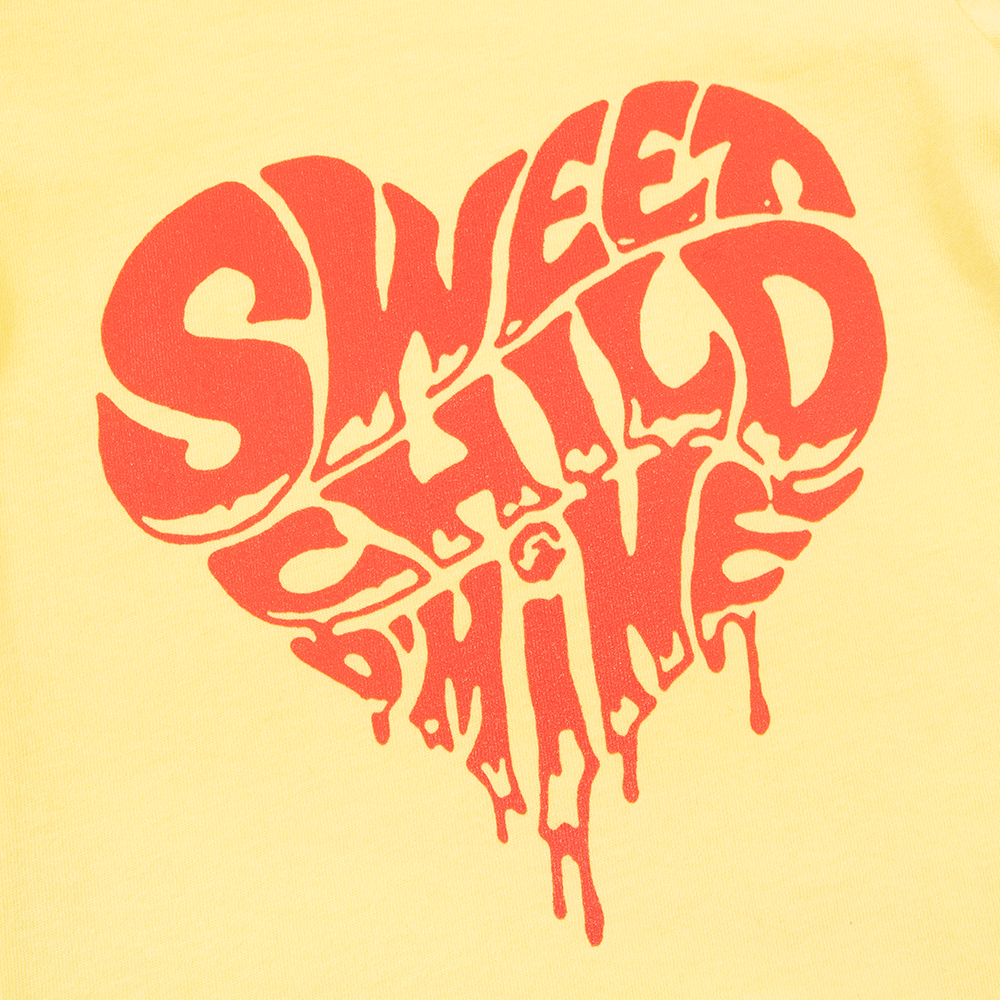Sweet Child O' Mine Heart Yellow Onesie Detail