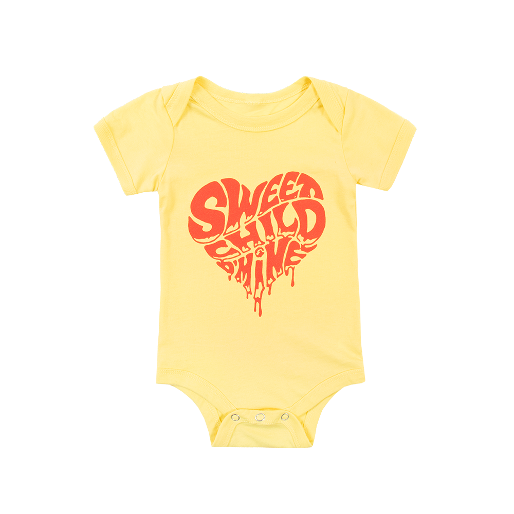 Sweet Child O' Mine Heart Yellow Onesie