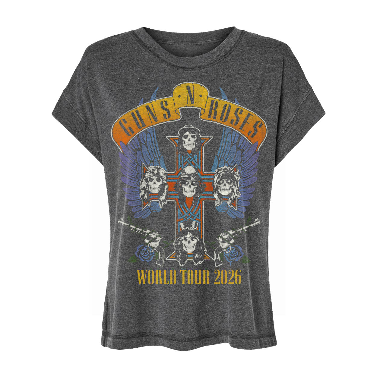 World Tour 2026 Women's Charcoal T-Shirt - Guns N' Roses Official