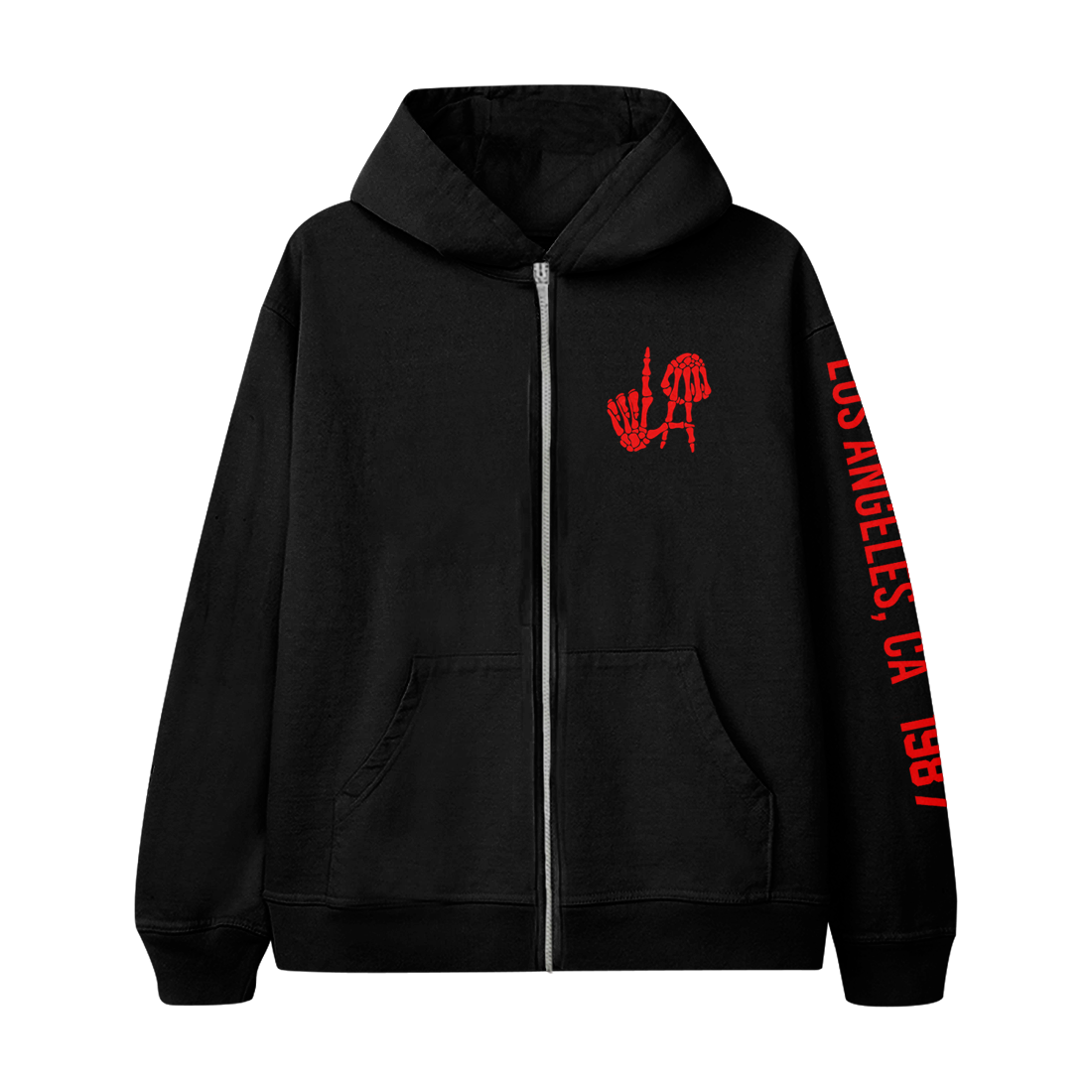 Appetite For Destruction Skeleton LA Hands Zip Hoodie - Guns N Appetite For Destruction Skeleton LA Hands Zip Hoodie - Guns N