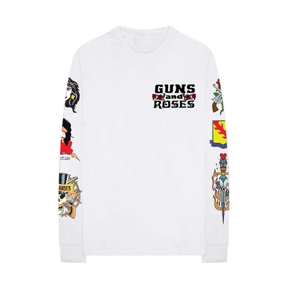GN'R Hell Tour White Long Sleeve T-Shirt Front