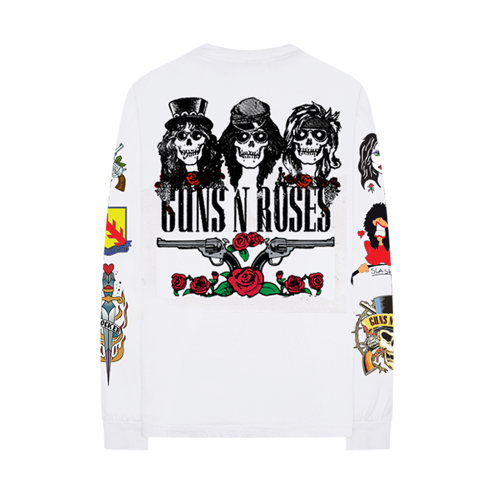GN'R Hell Tour White Long Sleeve T-Shirt Back