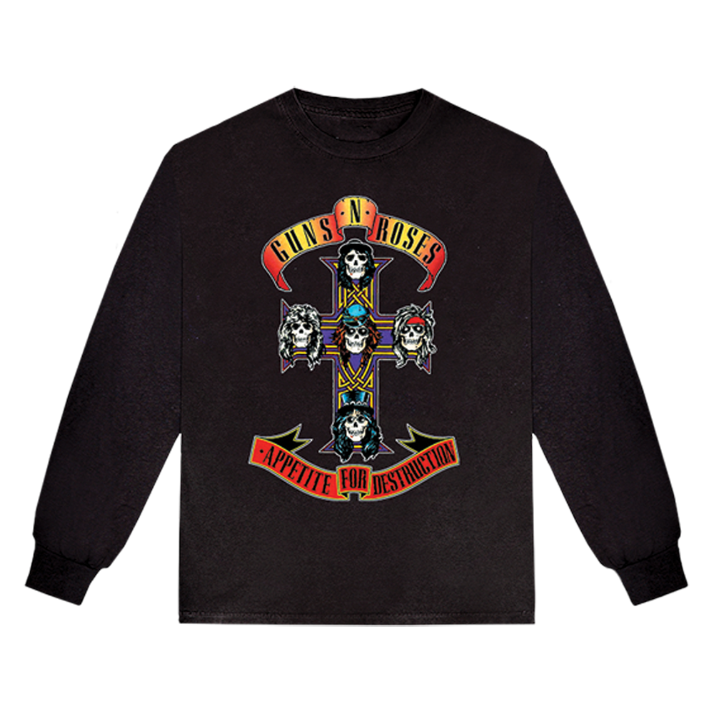 Guns And Roses Camiseta Camiseta Oficial De Guns N' Roses Appetite For Destruction - Negra, Unisex, Algodón, Licencia Oficial Camiseta Guns N Roses Oficial