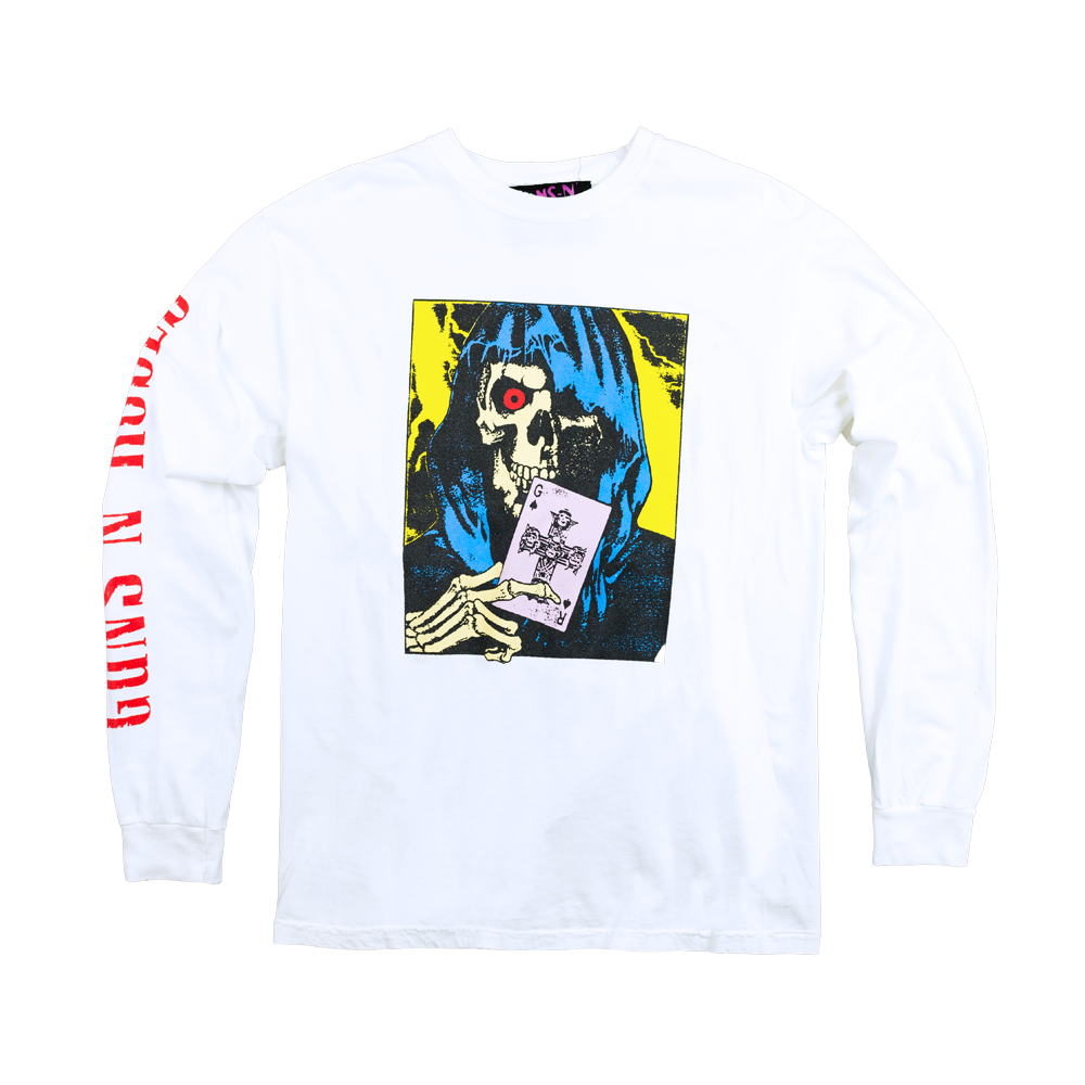 GN'R Maxfield White Skull Long Sleeve Shirt Front