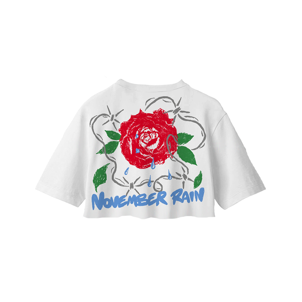 November Rain Women's Cropped White T-Shirt Back