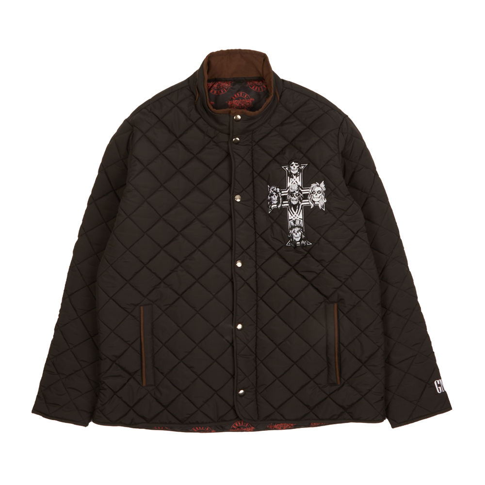 Black quilted discount jacket with hood