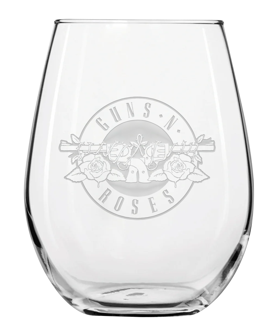 Stemless Wine Glass Front Logo Etching