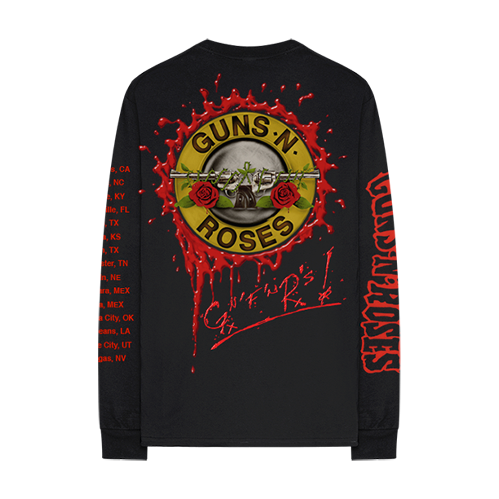 GN'R Bloody Bullet Black Long Sleeve T-Shirt Back
