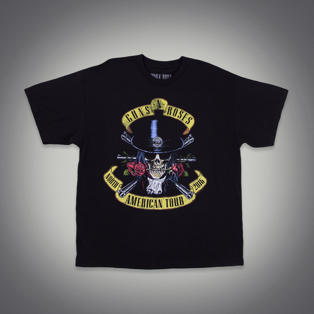 Top Hat Skull and Roses T-Shirt Front